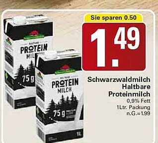 Schwarzwaldmilch H-Milch Haltbare Proteinmilch 0,9% Packung