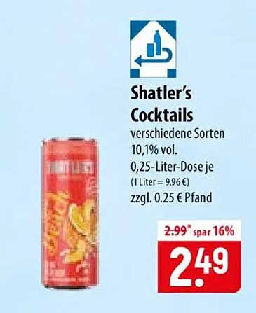 Shatler’s Cocktails verschiedene Sorten 10,1% vol. 0,25-Liter-Dose je