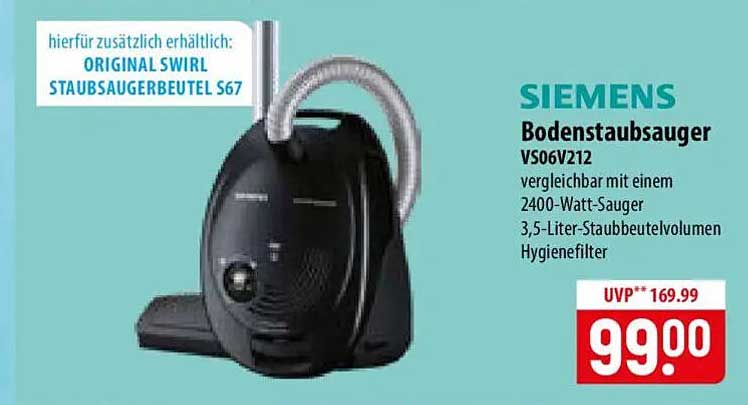 SIEMENS Bodenstaubsauger VS06V212