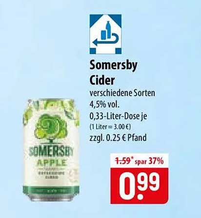 Somersby Cider verschiedene Sorten 4,5% vol. 0,33-Liter-Dose je (1 Liter = 3.00 €) zzgl. 0.25 € Pfand