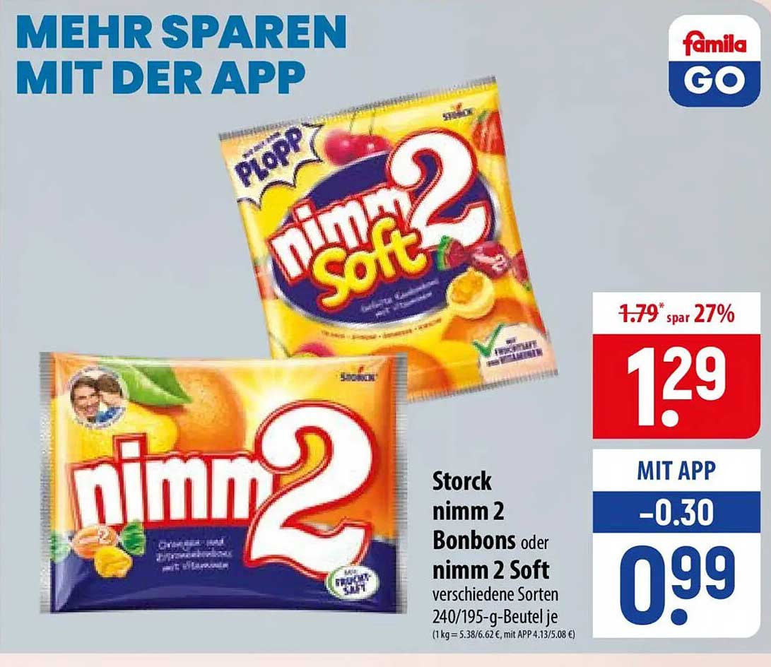 Strock nimm 2 Bonbons oder nimm 2 Soft verschiedene Sorten 240/195-g-Beutel je