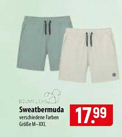 Sweatbermuda verschiedene Farben Größe M–XXL