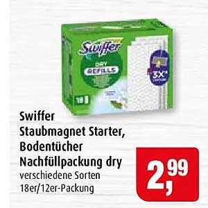 Swiffer Staubmagnet Starter, Bodentücher Nachfüllpackung dry