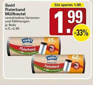 Swirl Fixierband Müllbeutel verschiedene Varianten und Füllmengen je Rolle