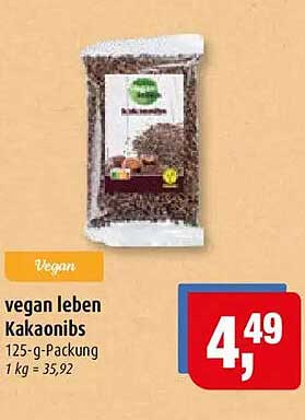 vegan leben Kakaonibs 125-g-Packung 1 kg = 35,92