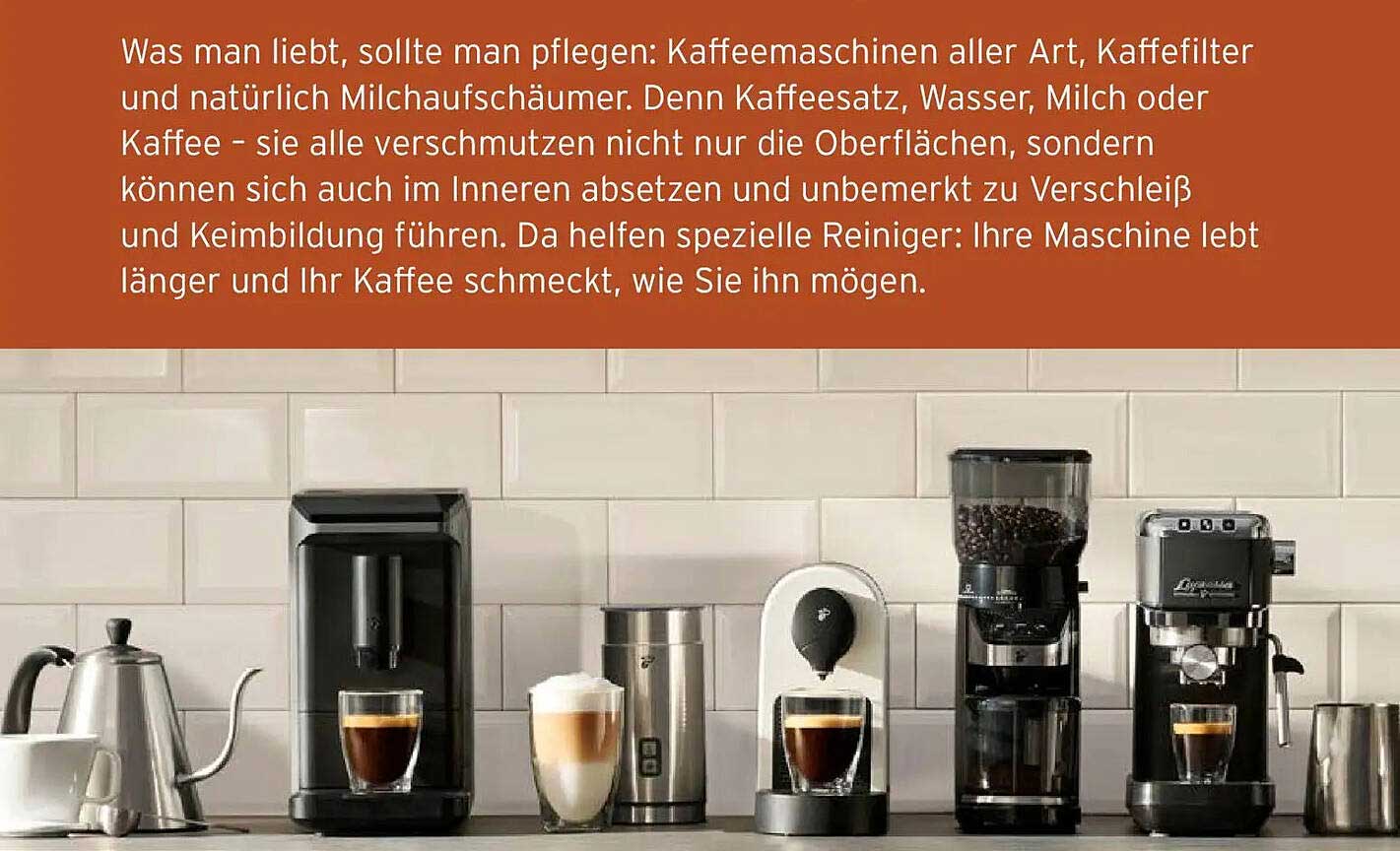Was man liebt, sollte man pflegen: Kaffeemaschinen aller Art, Kaffeefilter und natürlich Milchaufschäumer.