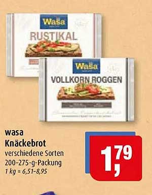 wasa Knäckebrot verschiedene Sorten 200-275-g-Packung 1 kg = 6,51-8,95