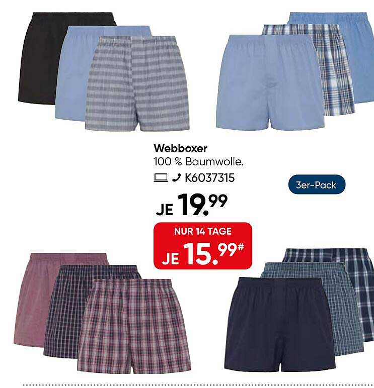 Webboxer 100 % Baumwolle. K6037315 3er-Pack