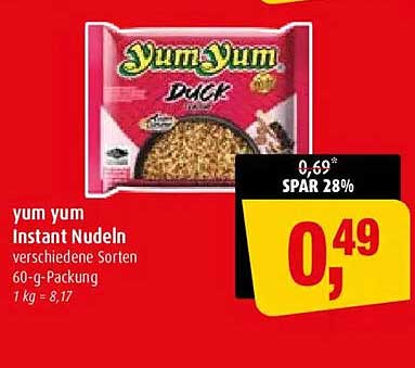 yum yum Instant Nudeln verschiedene Sorten 60-g-Packung
