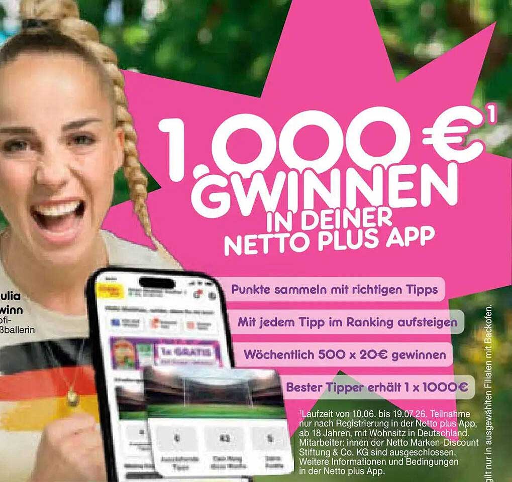1.000€ gewinnen in deiner Netto Plus App