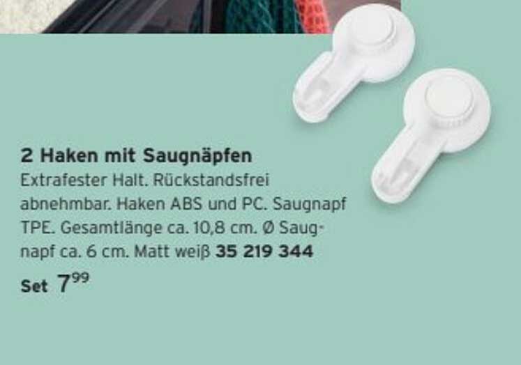 2 Haken mit Saugnäpfen