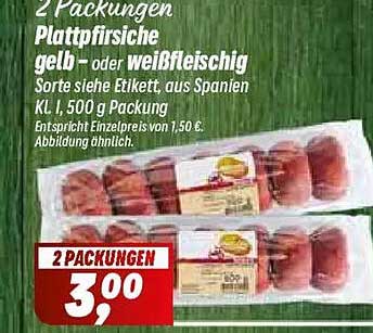 2 Packungen Plattpfirsiche gelb- oder weißfleischig
