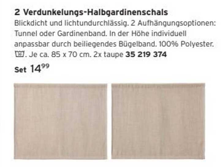 2 Verdunkelungs-Halbgaridnenschals