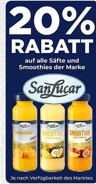 20% RABATT auf alle Säfte und Smoothies der Marke SanLucar