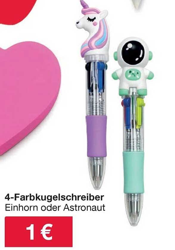 4-Farbkugelschreiber Einhorn oder Astronaut