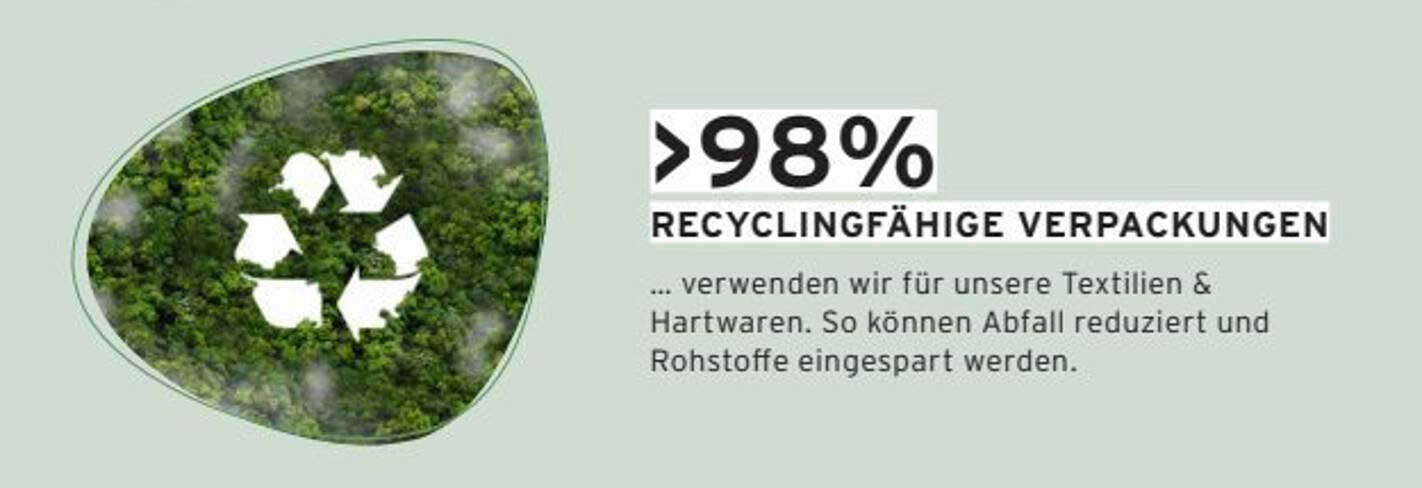 >98% RECYCLINGFÄHIGE VERPACKUNGEN