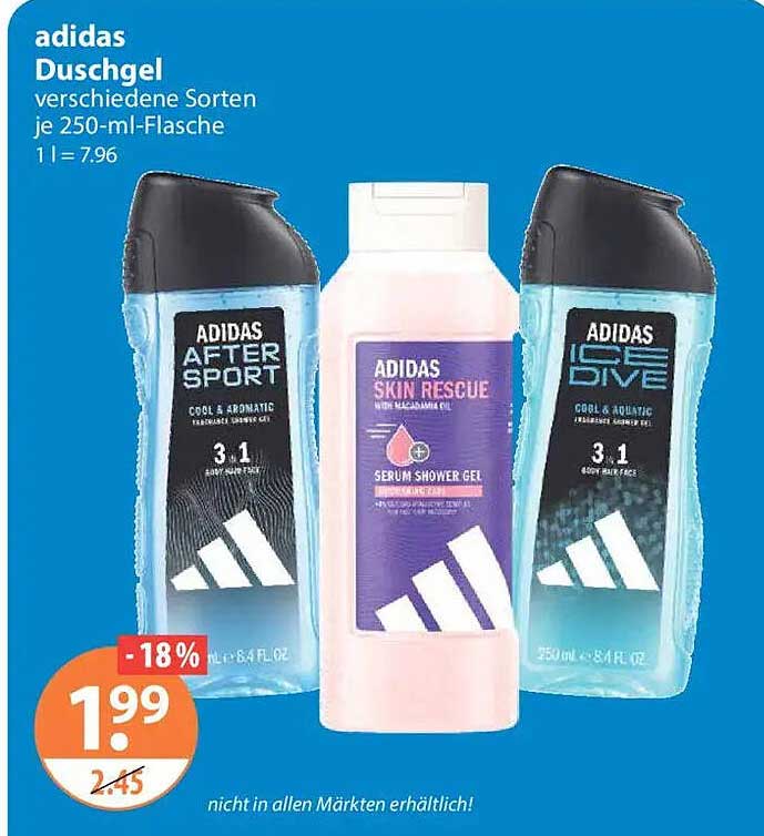 adidas Duschgel verschiedene Sorten je 250-ml-Flasche