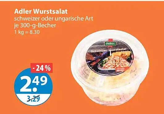 Adler Wurstsalat schweizer oder ungarische Art je 300-g-Becher