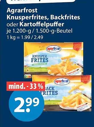 Agrarfrost Knusperfrütes, Backfrites oder Kartoffelpuffer je 1.200-g / 1.500-g-Beutel