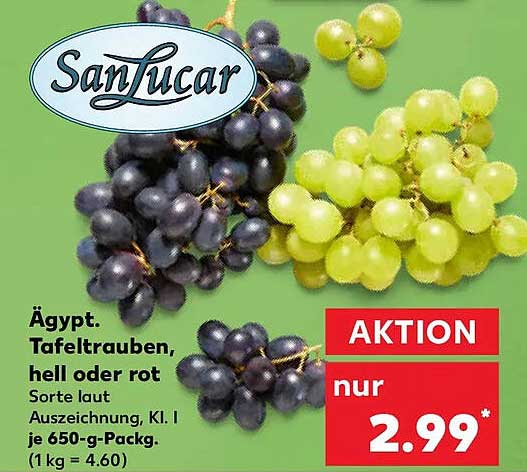 Ägypt. Tafeltrauben, hell oder rot