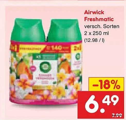 Airwick Freshmatic versch. Sorten 2 x 250 ml (12.98 / l)