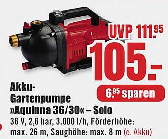 Akku-Gartenpumpe „Aquinna 36/30“ – Solo