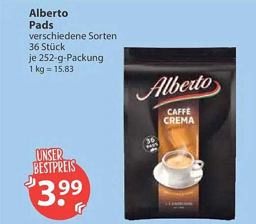 Alberto Pads verschiedene Sorten 36 Stück je 252-g-Packung
