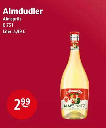 Almdudler Almspritz 0,75l Liter: 3,99 €