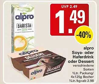 alpro Soya- oder Haferdrink oder Dessert verschiedene Sorten