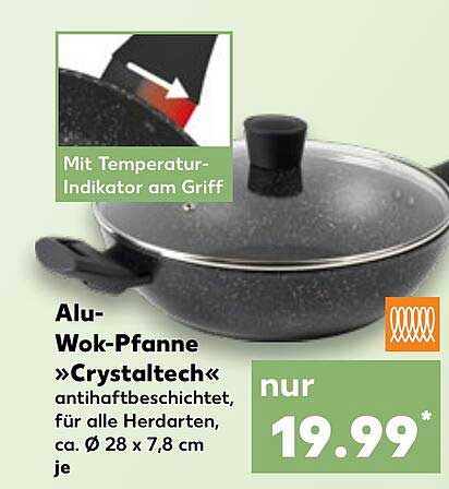 Alu-Wok-Pfanne »Crystaltech« antihaftbeschichtet, für alle Herdarten, ca. Ø 28 x 7,8 cm je