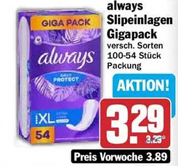 always Slipeinlagen Gigapack versch. Sorten 100-54 Stück Packung