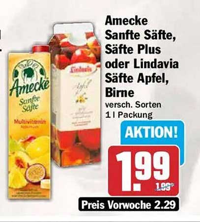 Amecke Sanfte Säfte, Säfte Plus oder Lindavia Säfte Apfel, Birne
