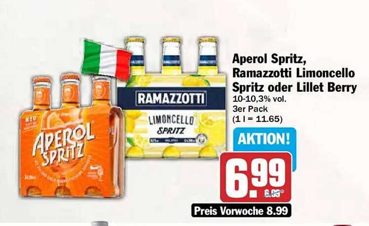 Aperol Spritz, Ramazzotti Limoncello Spritz oder Lillet Berry