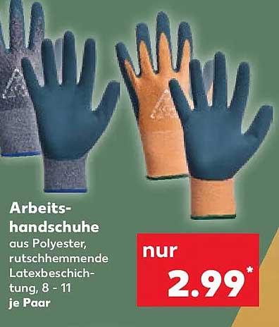Arbeits-handschuhe aus Polyester, rutschhemmende Latexbeschichtung, B - 11 je Paar
