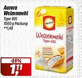 Aurora Weizenmehl Type 405 1000 g Packung