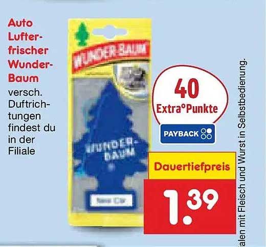 Auto Lufterfrischer Wunder Baum versch. Duftrichtungen findest du in der Filiale