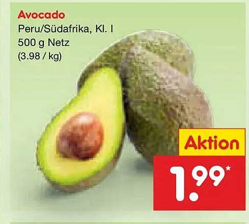 Avocado Peru/Südafrika, Kl. I 500 g Netz (3.98 / kg)