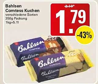 Bahlsen Comtess Kuchen verschiedene Sorten 350g Packung 1kg=5.11