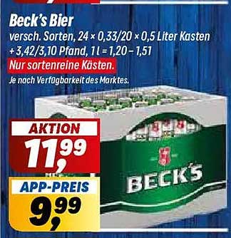 Beck's Bier versch. Sorten, 24 x 0,33/20 x 0,5 Liter Kasten