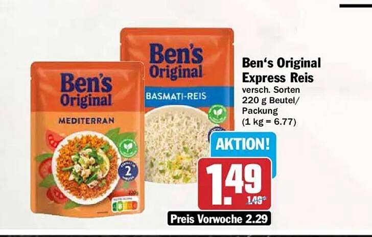 Ben’s Original Express Reis versch. Sorten 220 g Beutel/Packung