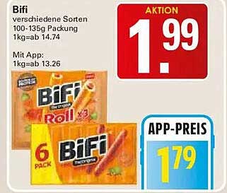 Bifi verschiedene Sorten 100-135g Packung 1kg=ab 14.74