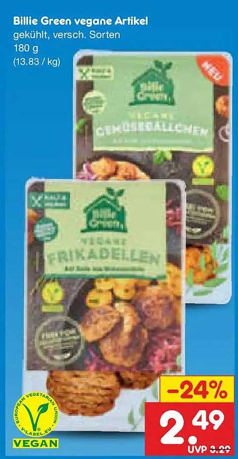 Billie Green vegane Artikel gekühlt, versch. Sorten 180 g
