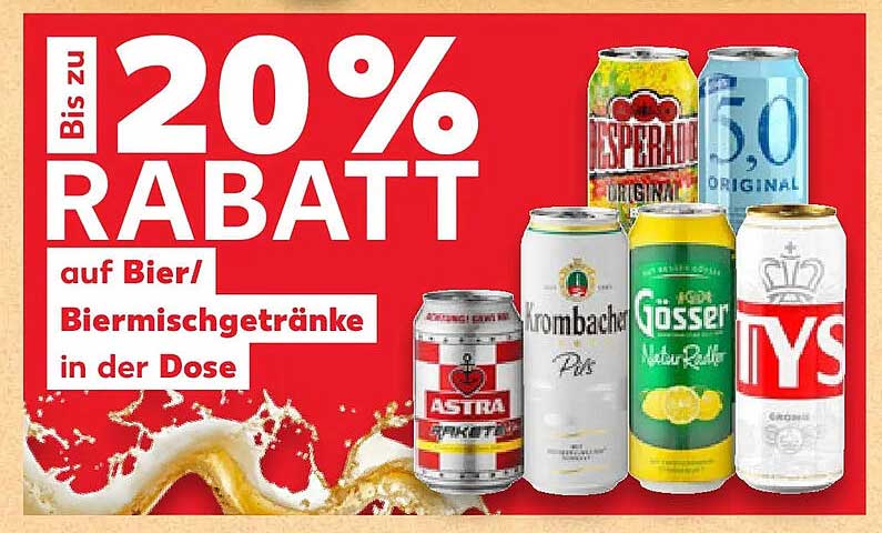Bis zu 20% RABATT auf Bier/ Biermischgetränke in der Dose