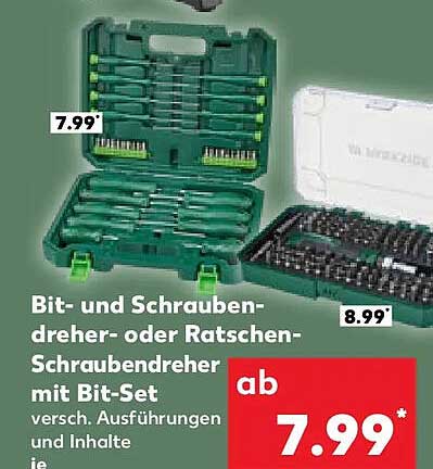 Bit- und Schraubendreher- oder Ratschen-Schraubendreher mit Bit-Set