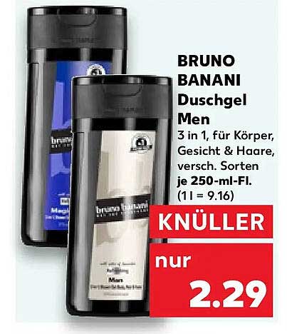 BRUNO BANANI Duschgel Men 3 in 1, für Körper, Gesicht & Haare, versch. Sorten je 250-ml-Fl.
