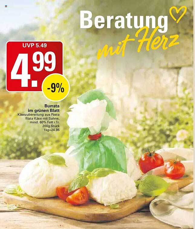 Burrata im grünen Blatt