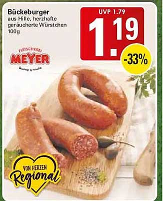 Büscheburger aus Hille, herzhafte gegrillte Würstchen 100 g