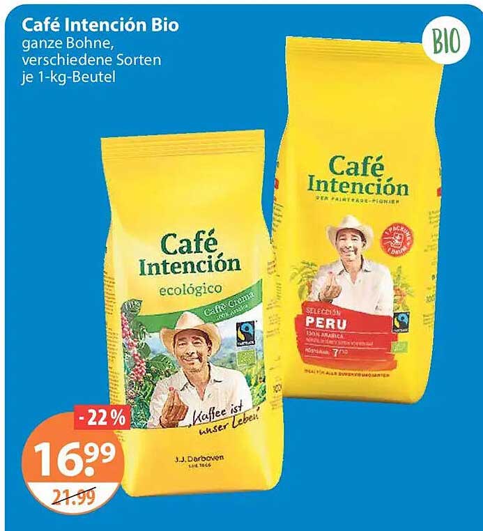 Café Intención Bio ganze Bohne, verschiedene Sorten je 1-kg-Beutel