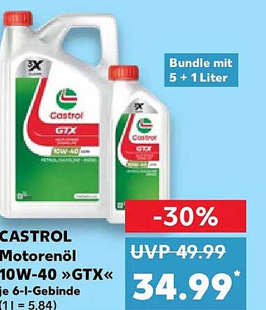 CASTROL Motorenöl 10W-40 »GTX« 5 + 1-Liter Bundle