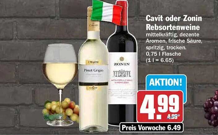 Cavit oder Zonin Rebsortenweine